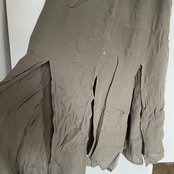 olive green midi dress with tie-up back - Picture 5 of 7